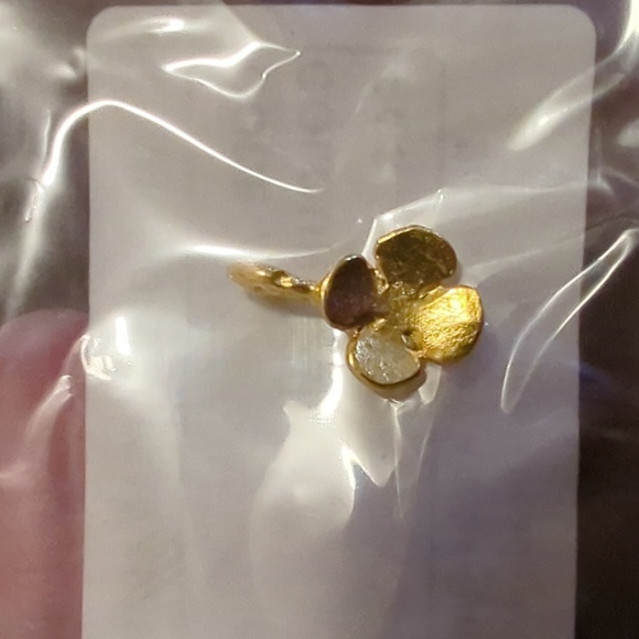 Hand Crafted Other - Gold color clover with charm approx. .25" For jewelry making